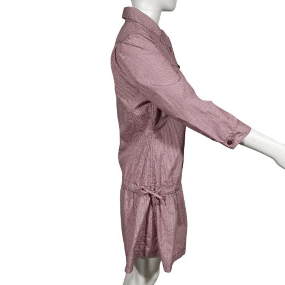 Trovata Polka Dot Dress Burgundy Button Front Cinched Waist Cotton Casual M - Picture 6 of 11